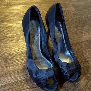 White House Black Market black open-toed heels, size 9.5
